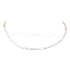 Ожерелья из натурального культивированного пресноводного жемчуга и рисовых бусин&nbsp;NJEW-JN05688