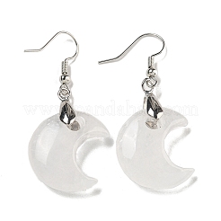 Orecchini pendenti in ottone con placcatura a cremagliera e luna per donna&nbsp;EJEW-B064-02P