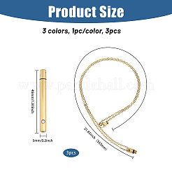 3 шт. 3 цвета 304 нержавеющая сталь тросовые цепочки ожерелья NJEW-CA0001-24