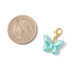 Adornos colgantes de mariposa con imitación de perla acrílica opaca&nbsp;HJEW-JM03919-02