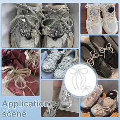 2 пара 2 стилей пластиковых подвесок для обуви с имитацией жемчуга в виде банта&nbsp;DIY-FG0006-80