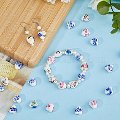 45 шт. 9-х цветные фарфоровые бусины ручной работы с принтом&nbsp;PORC-HS0001-12