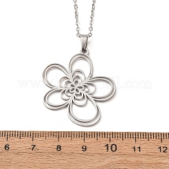 Collane con ciondolo a forma di fiore in acciaio inossidabile 304 e catena a maglie per uomo e donna&nbsp;NJEW-K308-05B-P