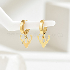 Рождественские серьги-кольца из нержавеющей стали 201 с оленьим рогом MG4637