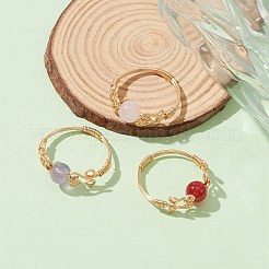 Кольцо на палец из смешанных натуральных драгоценных камней RJEW-JR00579