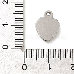 変色防止304ステンレススチールチャーム  ハートチャーム  ステンレス鋼色  13x10x2mm  穴：1.2mm&nbsp;STAS-R131-09P