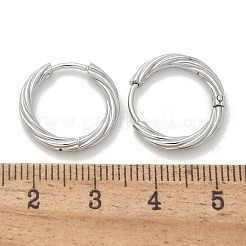 304ステンレススチールツイストフープピアス（女性用）  ステンレス鋼色  17x2.5mm&nbsp;EJEW-A130-02B-P