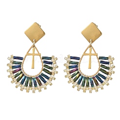 Pendientes colgantes de aro de acero inoxidable 304 con cuentas de vidrio&nbsp;EJEW-MZ00824-01