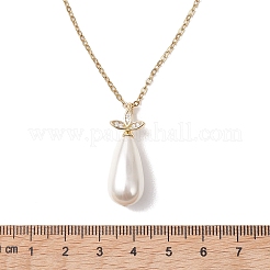 Colliers pour femmes avec pendentif en perle de nacre blanche en forme de larme et chaîne en acier inoxydable 304.&nbsp;NJEW-JN05968