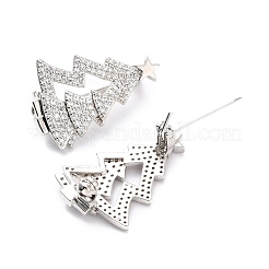 Латунная брошь из прозрачного кубического циркония на рождество ZIRC-I053-10P