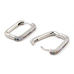 Латунные микро проложить серьги обруча кубического циркония EJEW-D078-11P