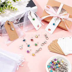 DIY妖精キーホルダー作りキット  合金スイベルカニカンを含む  ガラスチャーム  紙の値札  オーガンジーギフトバッグ巾着袋  ミックスカラー&nbsp;FIND-AR0002-15