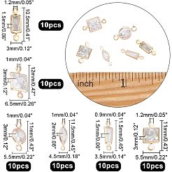 60 connecteur de liaison en laiton micro pavé transparent en zircone cubique de style 6&nbsp;ZIRC-NB0001-86