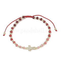 Pulseras trenzadas con cuentas de jade de Malasia teñido natural y rondelle&nbsp;BJEW-JB13395-01