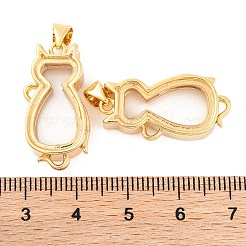 ラックメッキ真鍮製ロケットペンダント  プラスチック付き  カドミウムフリー＆鉛フリー  長持ちメッキ  18KGP本金メッキ  猫の形  26x13x6.5mm  穴：4x3mm&nbsp;KK-F874-01G-11