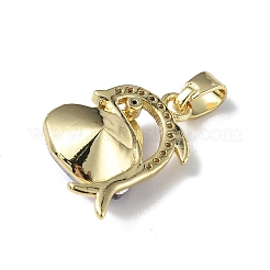 Pendenti in vero ottone placcato in oro 18k placcato in cremagliera con micro pavé di zirconi cubici trasparenti&nbsp;KK-C015-22G-12