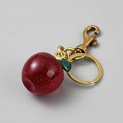 Брелок из смолы в виде яблока с кольцом из цинкового сплава для брелка KEYC-CJC0003-04G