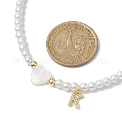 Ожерелья с подвесками из латуни микро-паве класса AAA с кубическим цирконием и буквами NJEW-JN04771-11