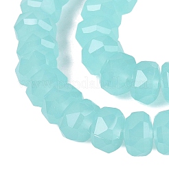 ジェイド風ガラスビーズ連売り  ロンデル  多面カット  ターコイズ  7.5~8x5mm  穴：1~1.2mm  約77~81個/連  14.96~17.32インチ（38~44cm）&nbsp;GLAA-Q114-01A-C02