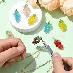 5 шт. подвески в виде винограда из медной проволоки и стеклянных бусин ручной работы двух цветов&nbsp;PALLOY-CJ00102