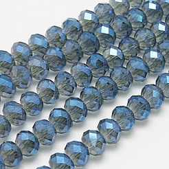 電気メッキガラスビーズセット  ファセットロンデル  ミックスカラー  8x5~6.5mm  穴：1mm  約72個/連  16.5インチ。&nbsp;EGLA-D020-8x5mm-M2