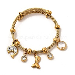 Браслеты с подвесками из нержавеющей стали 304 для женщин&nbsp;BJEW-Z141-03G