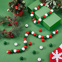 Рождественская тема 5 нити окрашенные распылением натуральные деревянные бусины нити WOOD-SP0001-02A