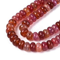 天然石瑪瑙ビーズ連売り  滑らかなロンデル  染め  サンゴ  10~10.5x5.5~6mm  穴：0.7~1.2mm  約61~69個/連  14.37~15.55インチ（36.5~39.5cm）&nbsp;G-Q613-01E-07