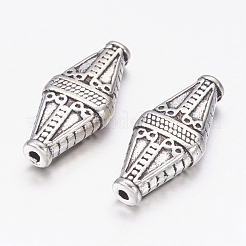 チベット風合金ビーズ  菱形  アンティークシルバー  鉛フリー＆カドミウムフリー  22x10x5mm  穴：1.4mm&nbsp;LF1014Y
