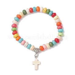 Браслеты с подвесками из синтетических бирюзовых бусин BJEW-JB12495