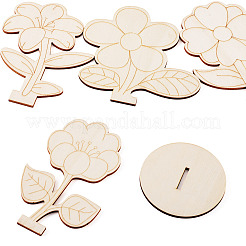20 stücke 4 arten blume unfinished holz display dekorationen für diy malerei dekoration handwerk&nbsp;DJEW-TA0001-38