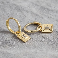 Серьги-кольца прямоугольник s925 из стерлингового серебра KF9307-1