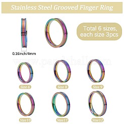 18 шт. 6 стиля 201 нержавеющая сталь рифленое кольцо для женщин&nbsp;RJEW-SC0001-32