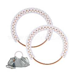 Manici per borsa in resina imitazione perla con anello in ferro&nbsp;LS-FIND-WH0435-72KCG-01