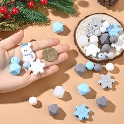 53 шт. круглые и снежинкообразные бусины из пищевого экологически чистого силикона&nbsp;SIL-YW0001-98