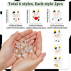 12 pz 6 stili di decorazione luminosa per esposizione di mucche in plastica&nbsp;DJEW-SC0001-30