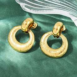 Плоские круглые серьги-гвоздики из нержавеющей стали 304 EJEW-K268-31G