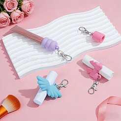 4 pieza de 4 estilos de tapa de brillo de labios de silicona con adornos colgantes&nbsp;KEYC-JOY0001-03