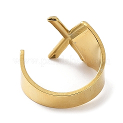 Bagues de manchette ouvertes en acier inoxydable 304 plaqué or 18 carat véritable avec initiale&nbsp;RJEW-L109-007G-X