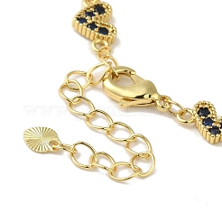 Braccialetti da donna con catena a maglie a forma di cuore in ottone placcato con micro pavè di zirconi cubici&nbsp;BJEW-P323-09G-02
