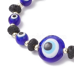 Браслеты из натуральной лавы и бусин ручной работы в технике лэмпворк&nbsp;BJEW-JB11984-03