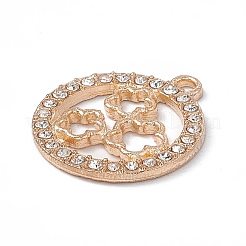 合金ラインストーンチャーム  フラワーラウンドフラワーチャーム  ゴールドカラー  23x19.5x2mm  穴：2.5mm&nbsp;FIND-A024-52G