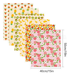 Хлопчатобумажная ткань с принтом фруктов AJEW-GF0001-30A