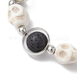 Bracciali con perline di pietra lavica naturale e turchese sintetico tinto&nbsp;BJEW-TA00504