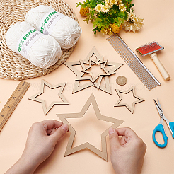 Наборы для самостоятельного изготовления украшений в виде звездочек-макраме с кисточками DIY-OC0012-09C