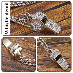 1 шт. ожерелье из нержавеющей стали с подвеской в виде свистка&nbsp;NJEW-CN0001-08