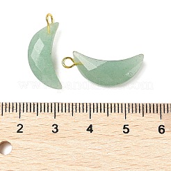 天然石グリーンアベンチュリンペンダント  真鍮パーツ  多面カット  ムーンチャーム  23x10x6mm  穴：2mm&nbsp;G-L614-D05-G02