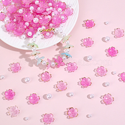 アクリルビーズキャップ120個  5  - 花びらの花  90 個の abs プラスチック模造真珠ビーズ  ラウンド  カメリア  17.5x18x5mm  穴：1.2mm&nbsp;OACR-PA0002-13A