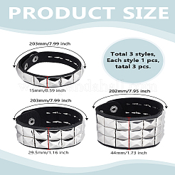 3шт. 3 стиля браслетов из искусственной кожи&nbsp;BJEW-LP0001-06