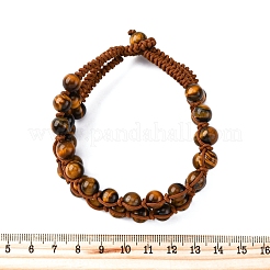 Браслеты из натуральных круглых бусин тигрового глаза для мужчин и женщин BJEW-G743-02B